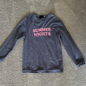 Navy Long Sleeve corded sweatshirt with Pink Print